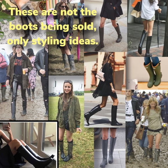 Cole Haan Black patent leather Rain Boots Nike footbed - Size 9 - Picture 10 of 16